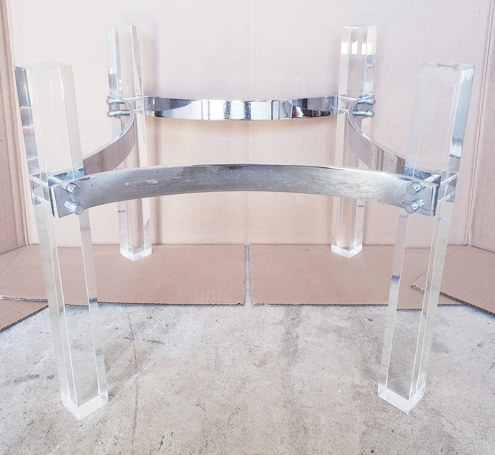 Vintage Charles Hollis Jones LUCITE & CHROME Coffee Table (Base Only)