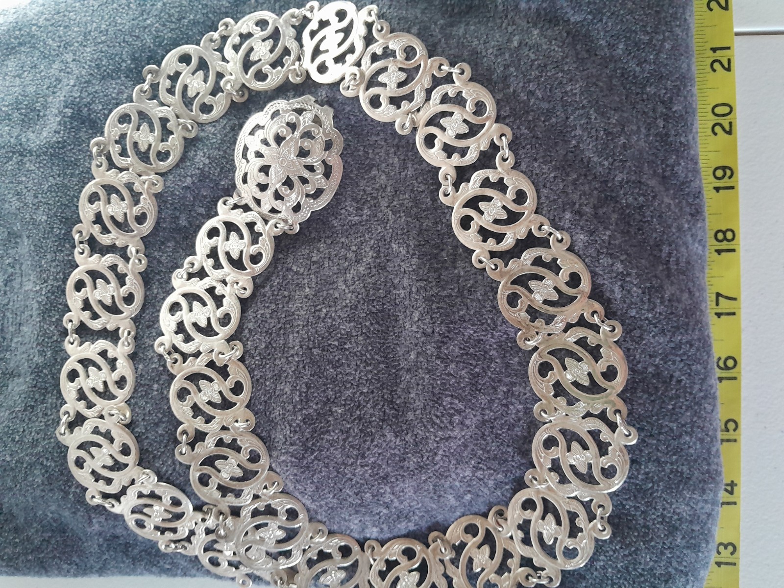 5.4 Oz 800 Heavy Silver Filigree Antiko Style Belt. 153g. Collector Design Piece