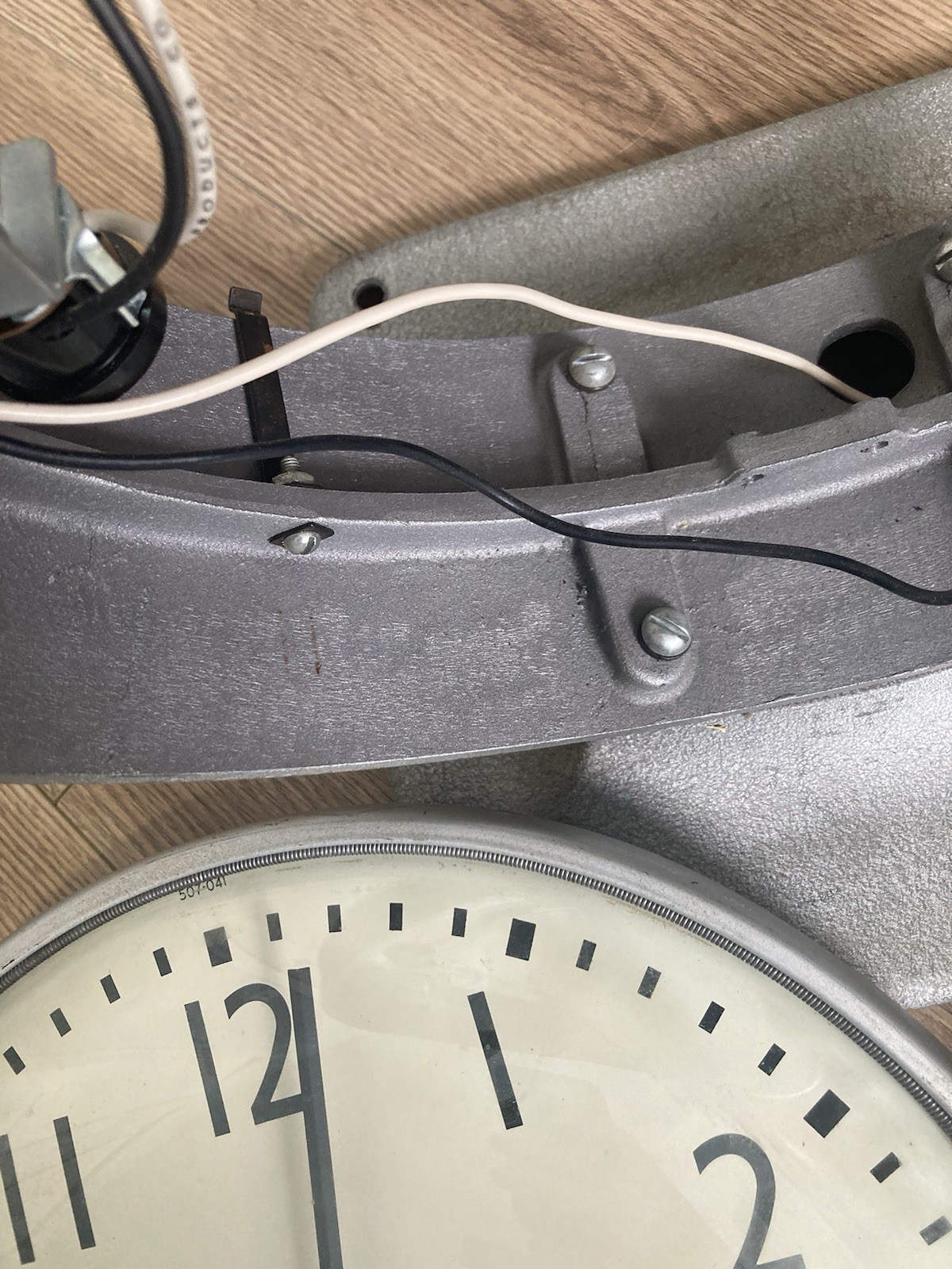 Vtg Simplex 13” Clock Double Face Dual Sided Curved Glass Wall Mount