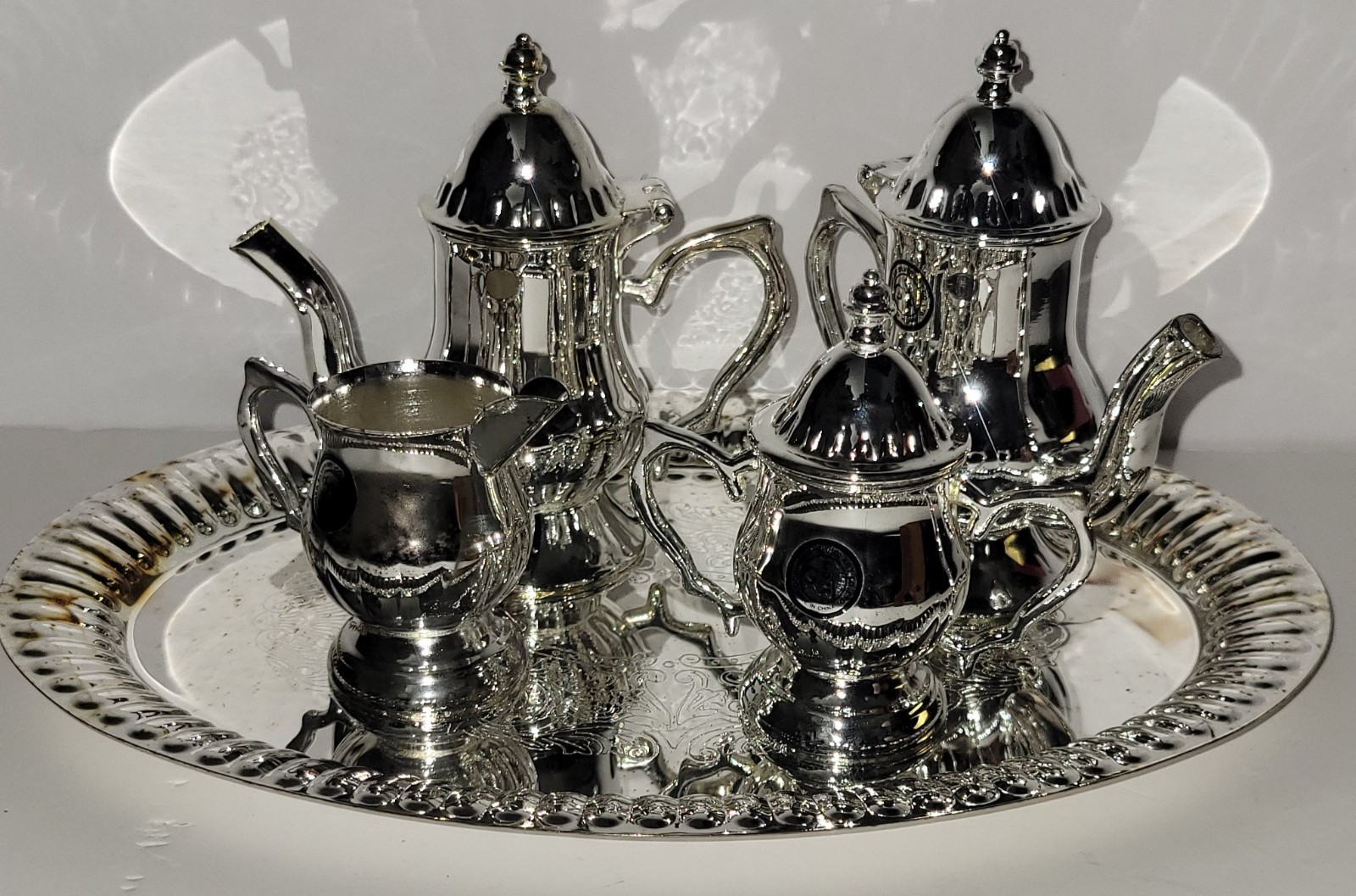 Vintage Godinger Tarnished Silver Tea Set 5 Pieces Small (Child Size)