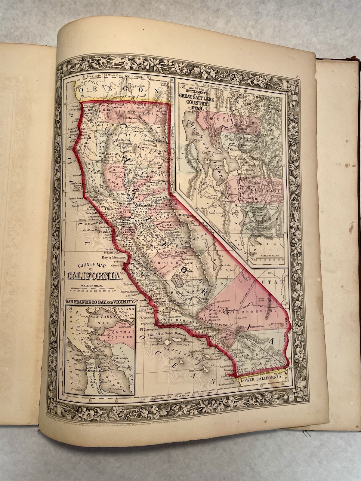 1861 Mitchell’s New General Atlas Maps World United States Hand Colored Complete