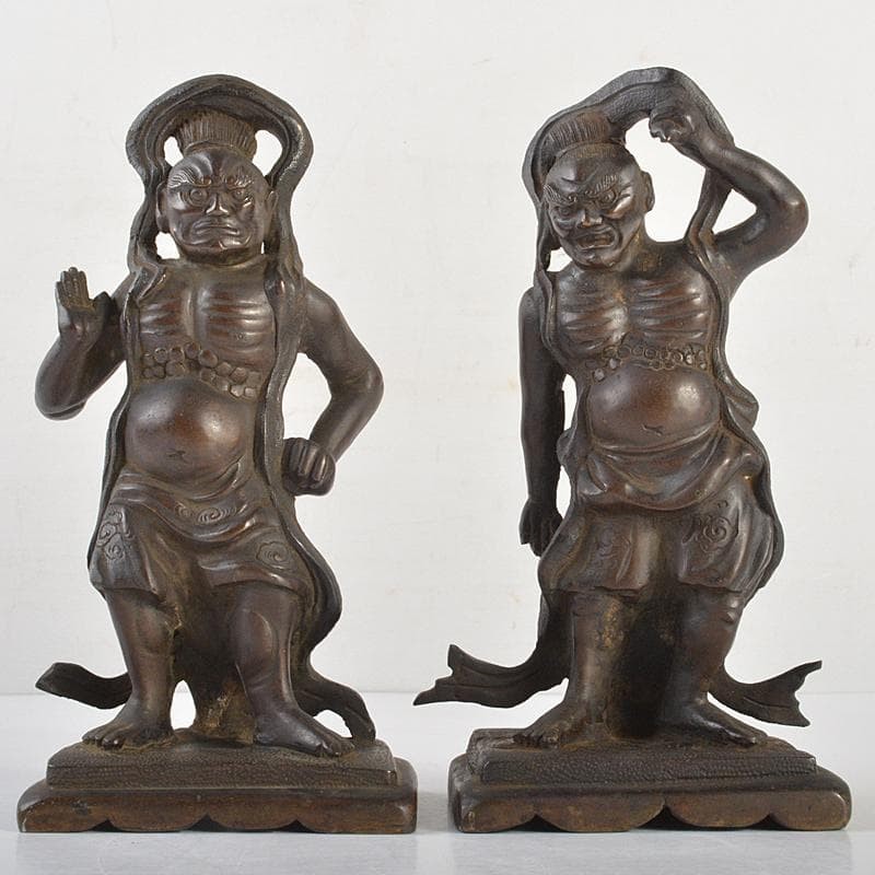 2pcs Copper Nio Guardians Buddhism Sculptures Statues H7inch Japanese vintage