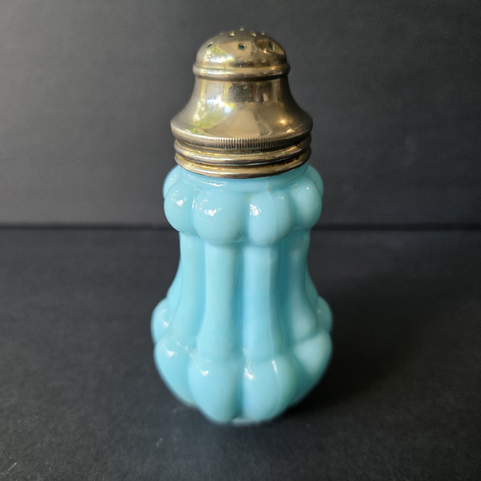 Antique Edwardian / Victorian Blue Milkglass Shaker