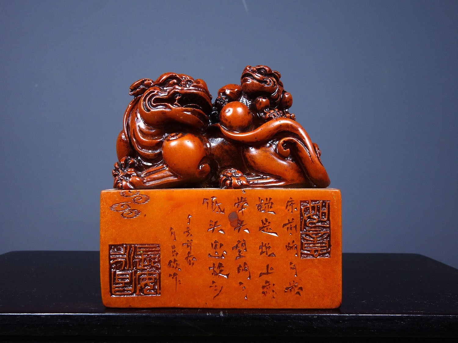 Hand carved seal made of Shoushan stone in old Tibet