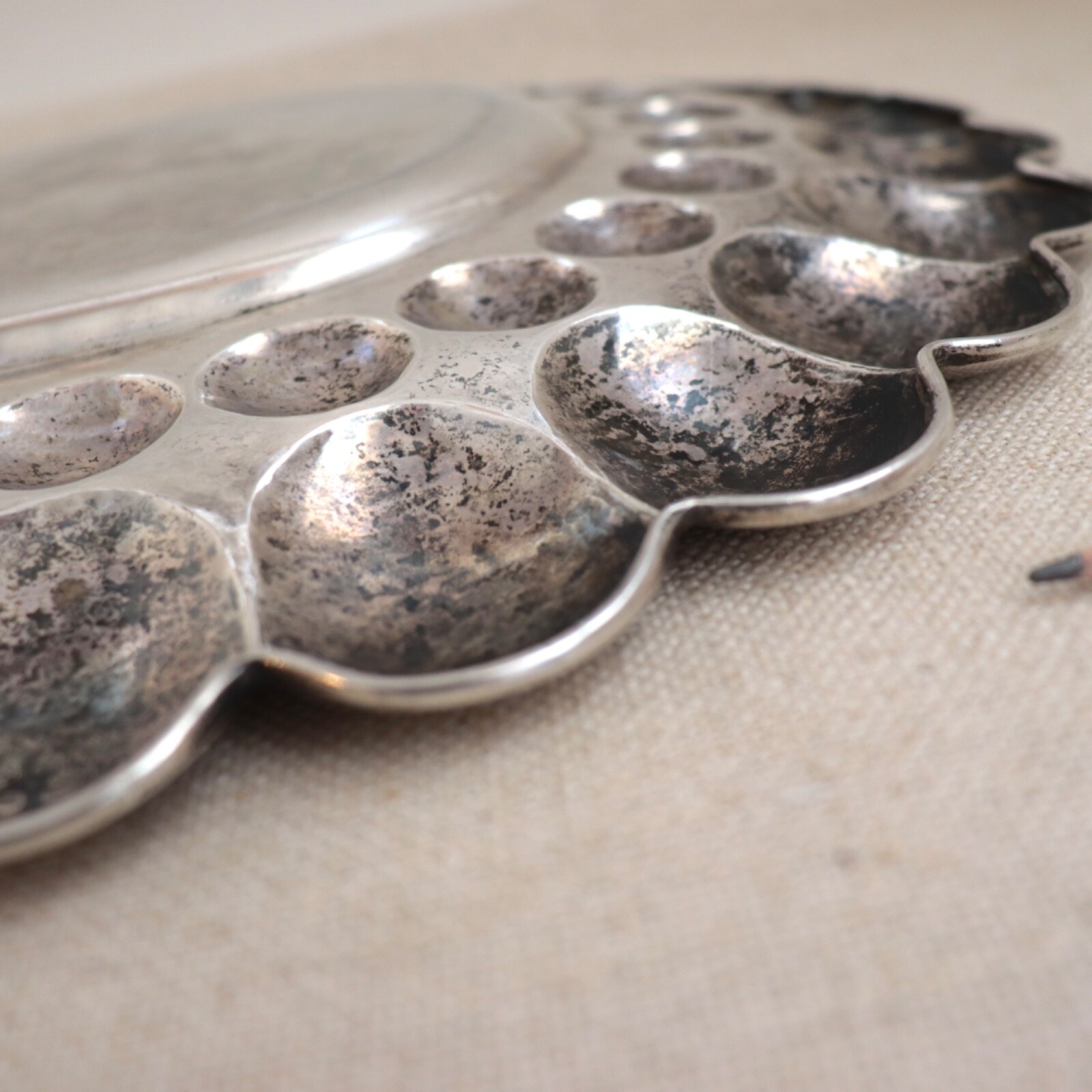 Art Deco Modern Solid Silver Tray Plate Bowl Platter Convex Bubble Hungarian MCM