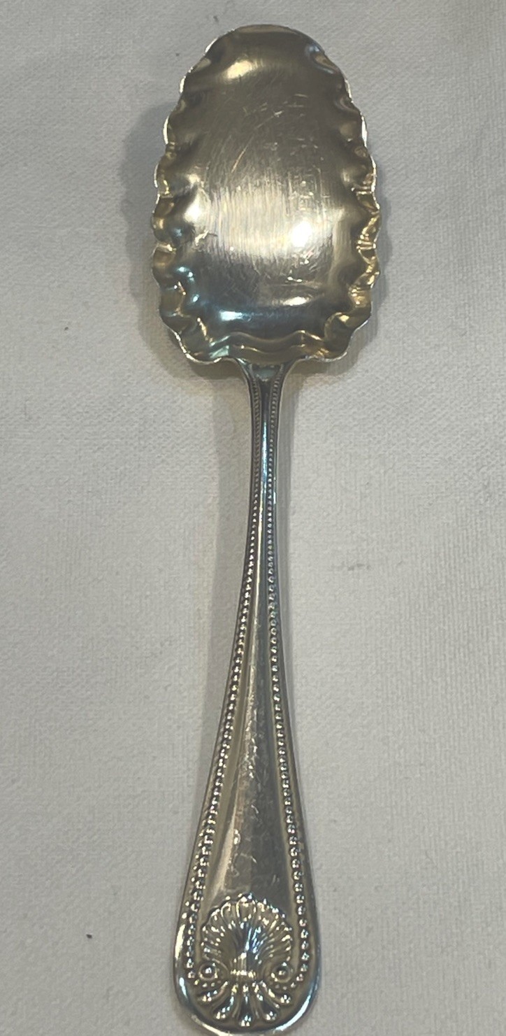 Exquisite Sterling Silver 1880 Whiting Pattern Bead 5 5/8” Fluted Jelly Spoon