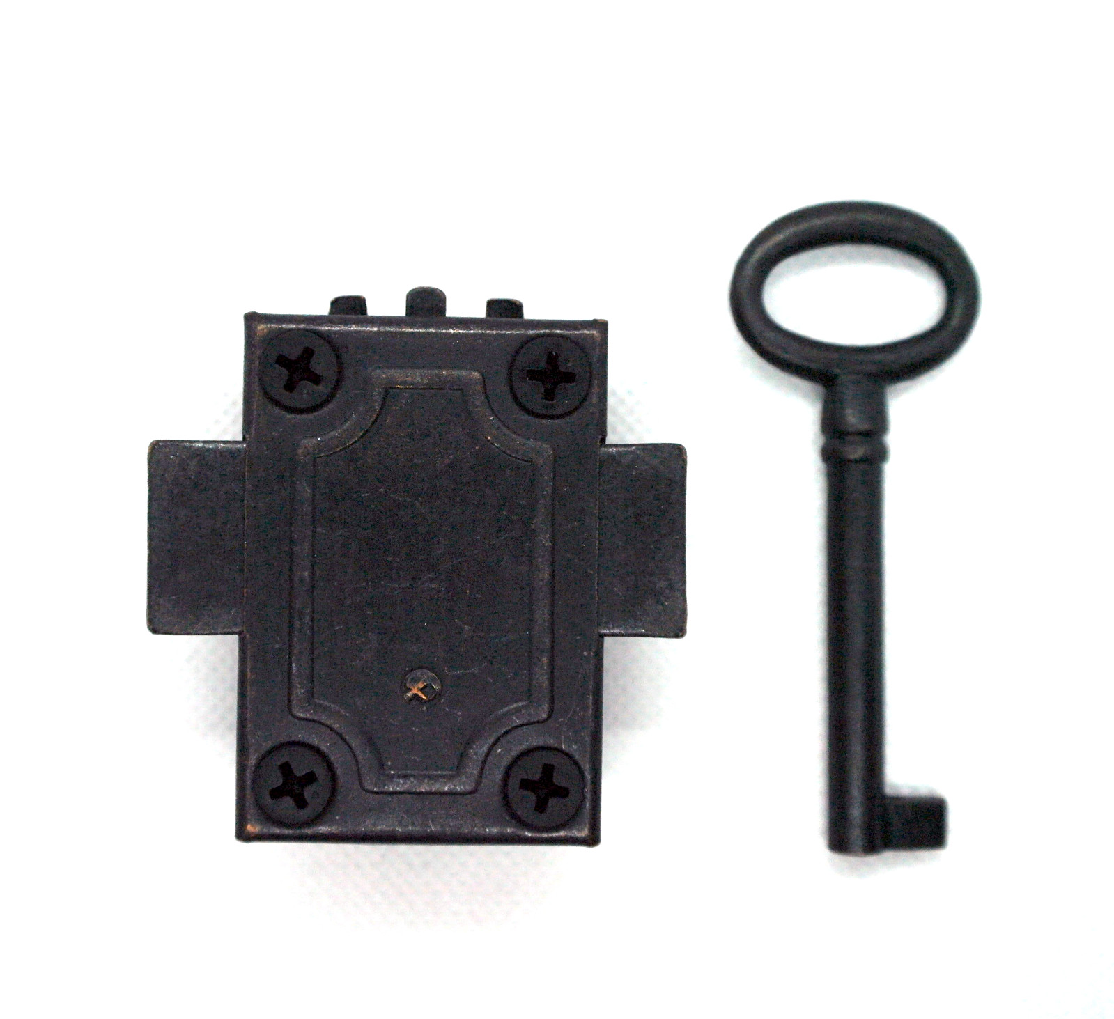 Antiques Style Lock & Key Set Black Galvanised with fixings Locks L/ R Pack 1/ 2