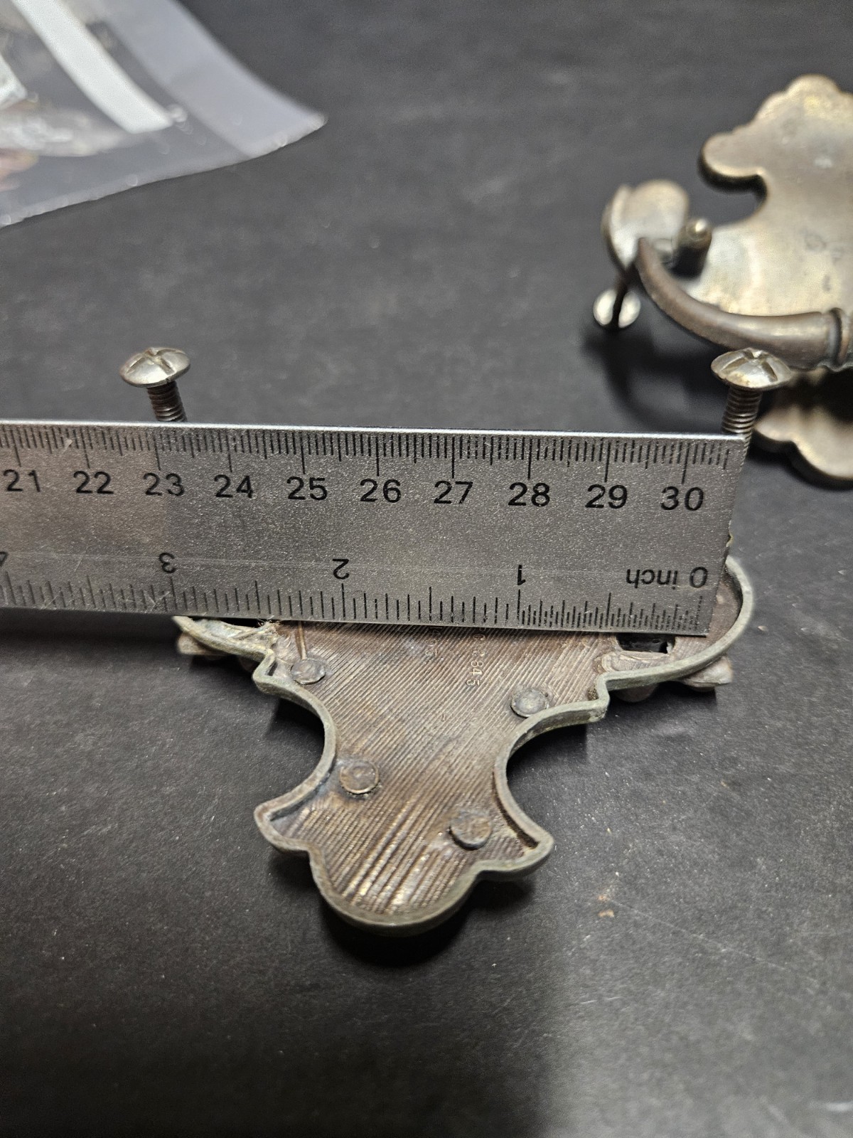 2 Vtg Salvage Chippendale Drop Style Wing Drawer Pulls Brass Steel Patina