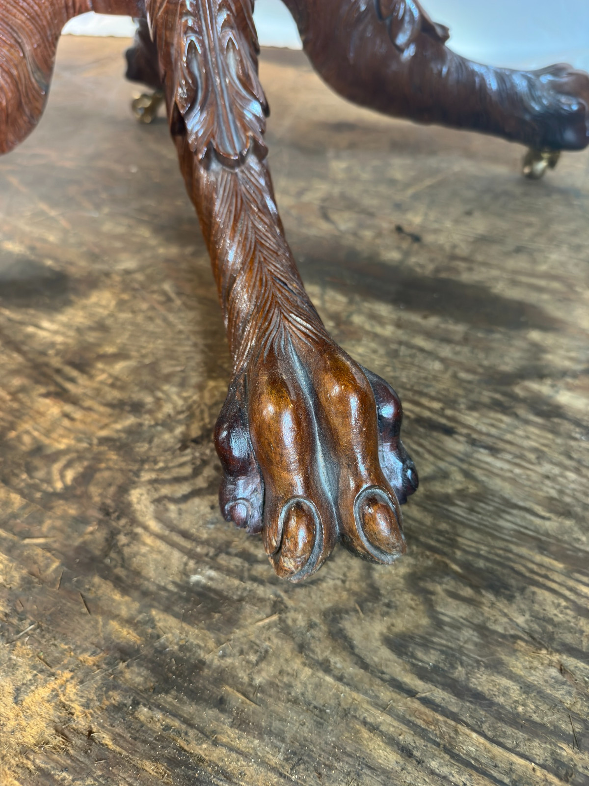 Antique empire DINING carved table Philadelphia hairy paw feet 1820 classical