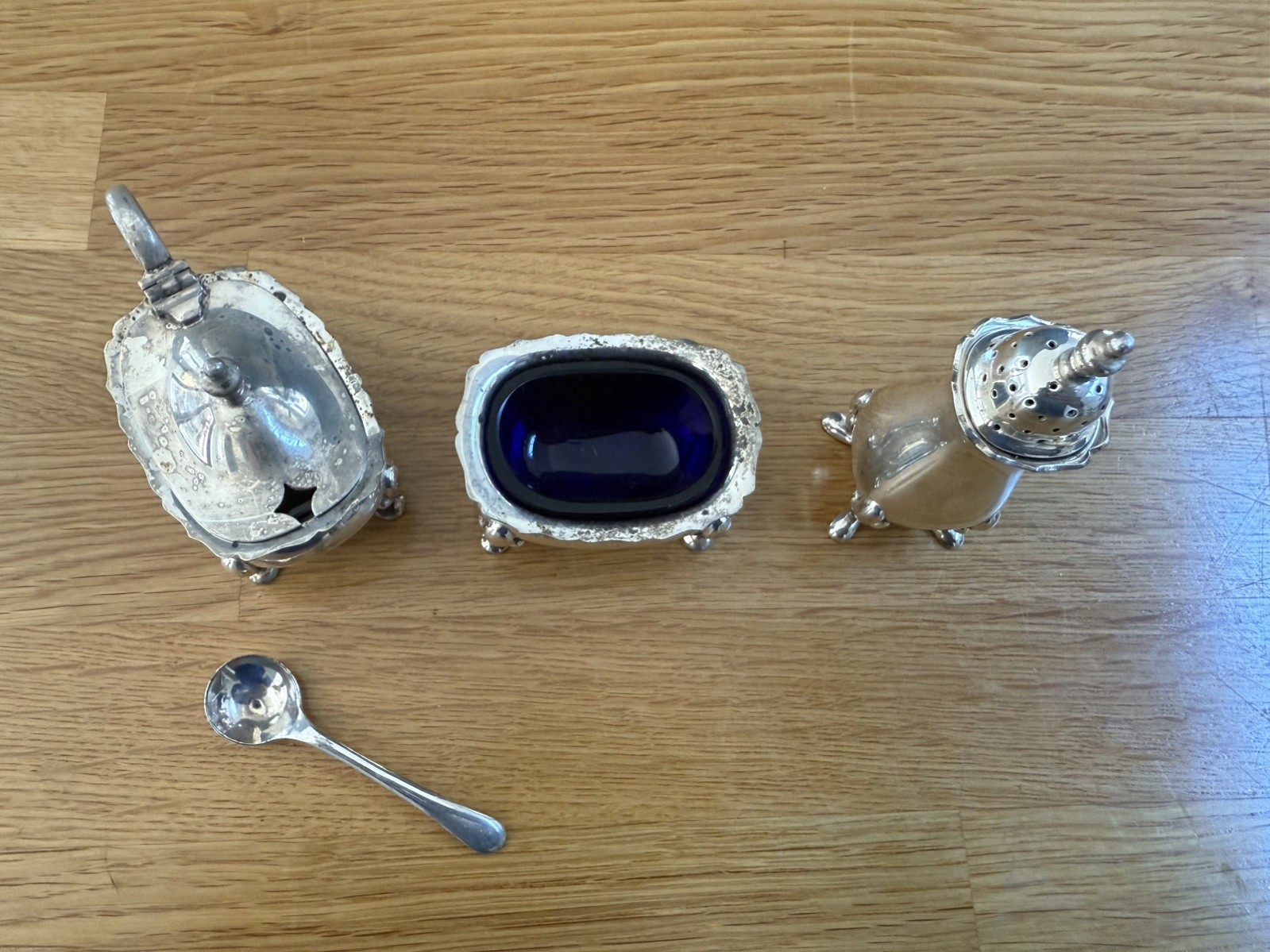 Regis Plate silver 3 Piece Cruet Set Condiments Made in England EPNS