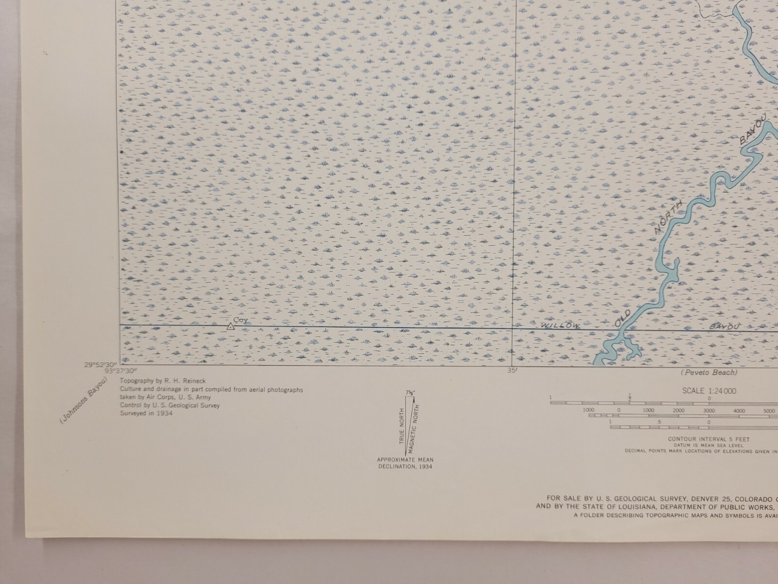Five Lakes Quadrangle Louisiana Cameron Parish 1934 Geological Survey Map