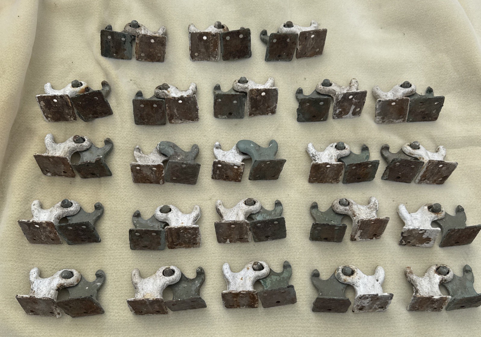 Lot of 23 SETS MATCHING Vintage Cast Iron Shutter Hinges Hardware Complete