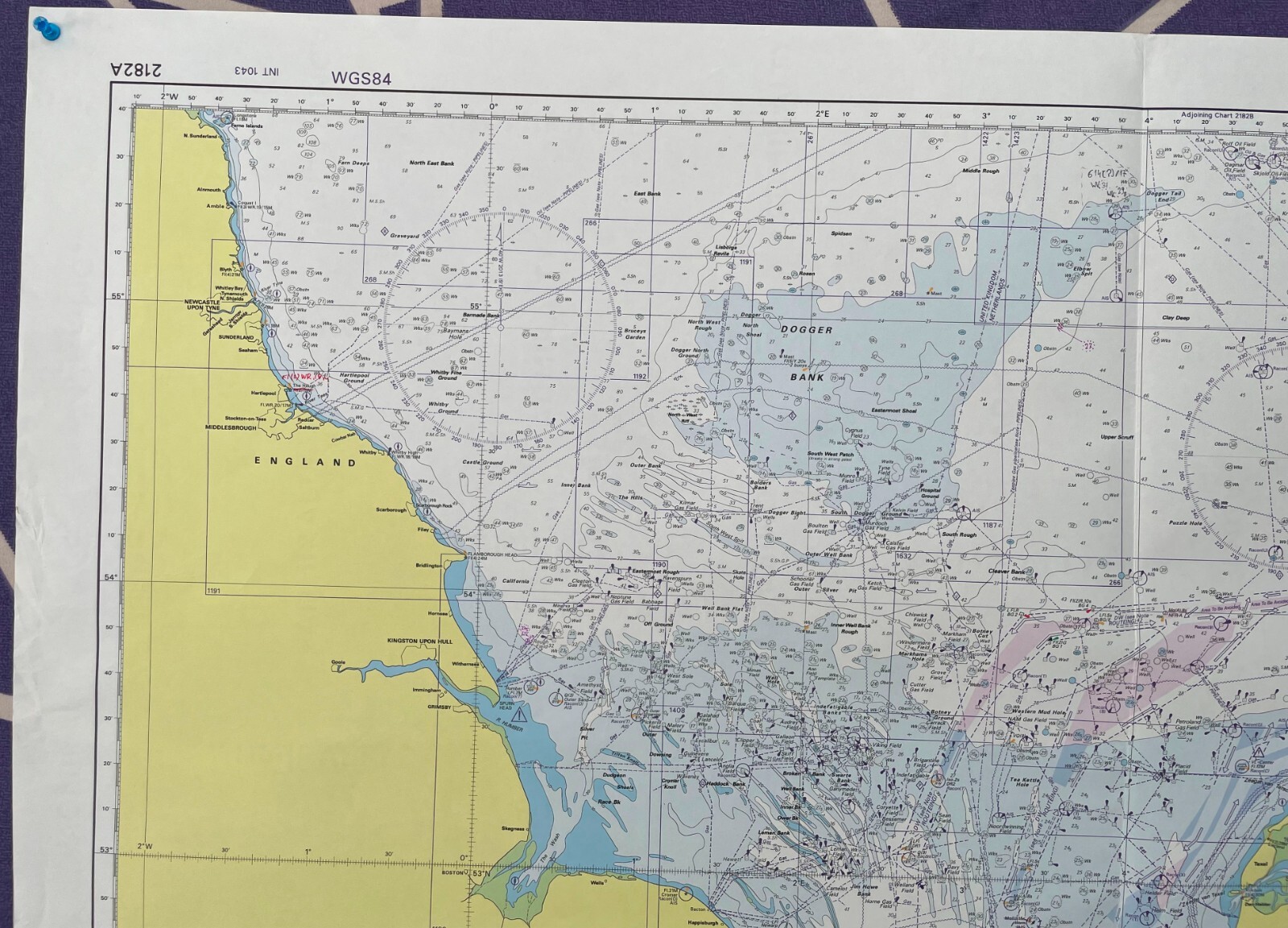 Admiralty 2182A North Sea Southern Sheet Vintage Map Charts Nautical Maritime