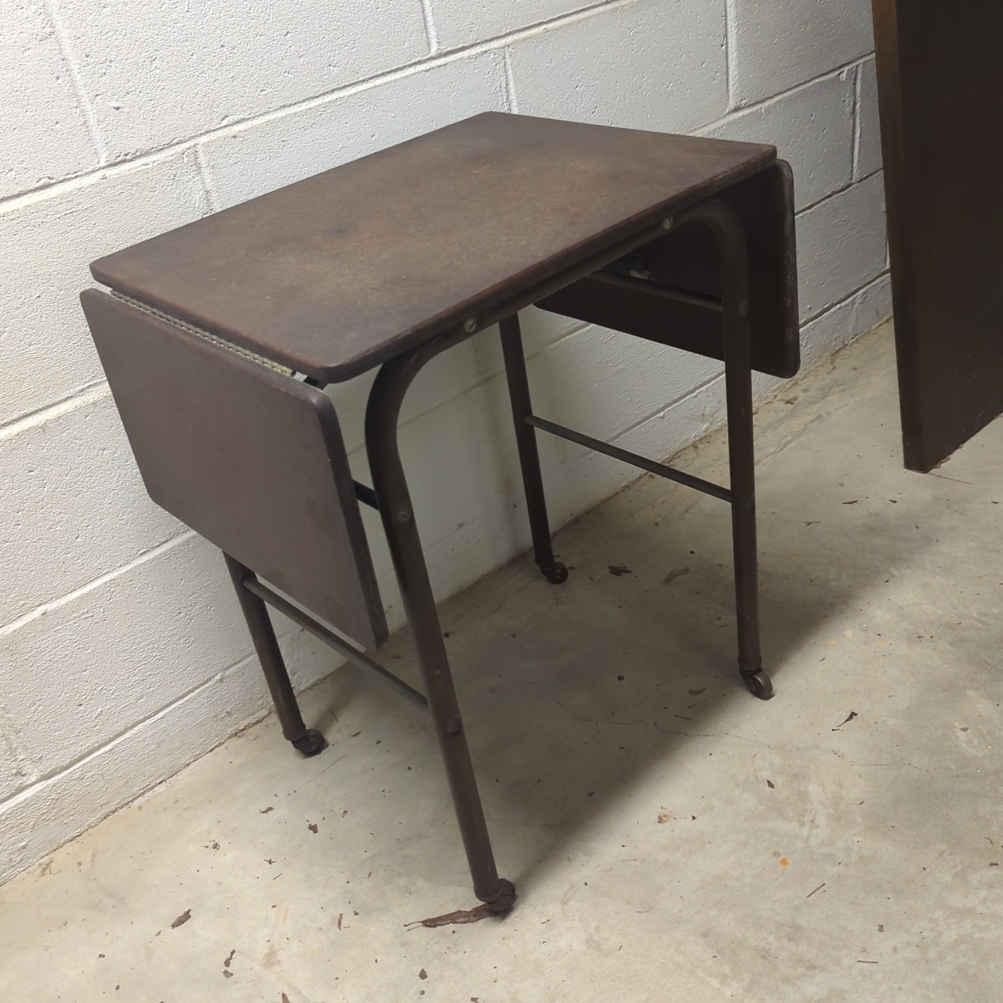 Vintage Metal Drop Leaf Typewriter Table Desk MCM End Table 1960s Industrial