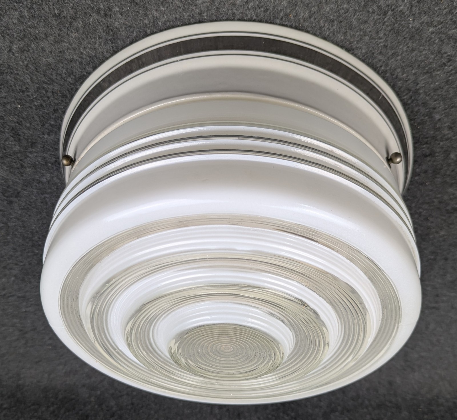 Restored Ox-eye Ceiling Light Fixture, 1930s to 1950s, Deco & MCM, Complete