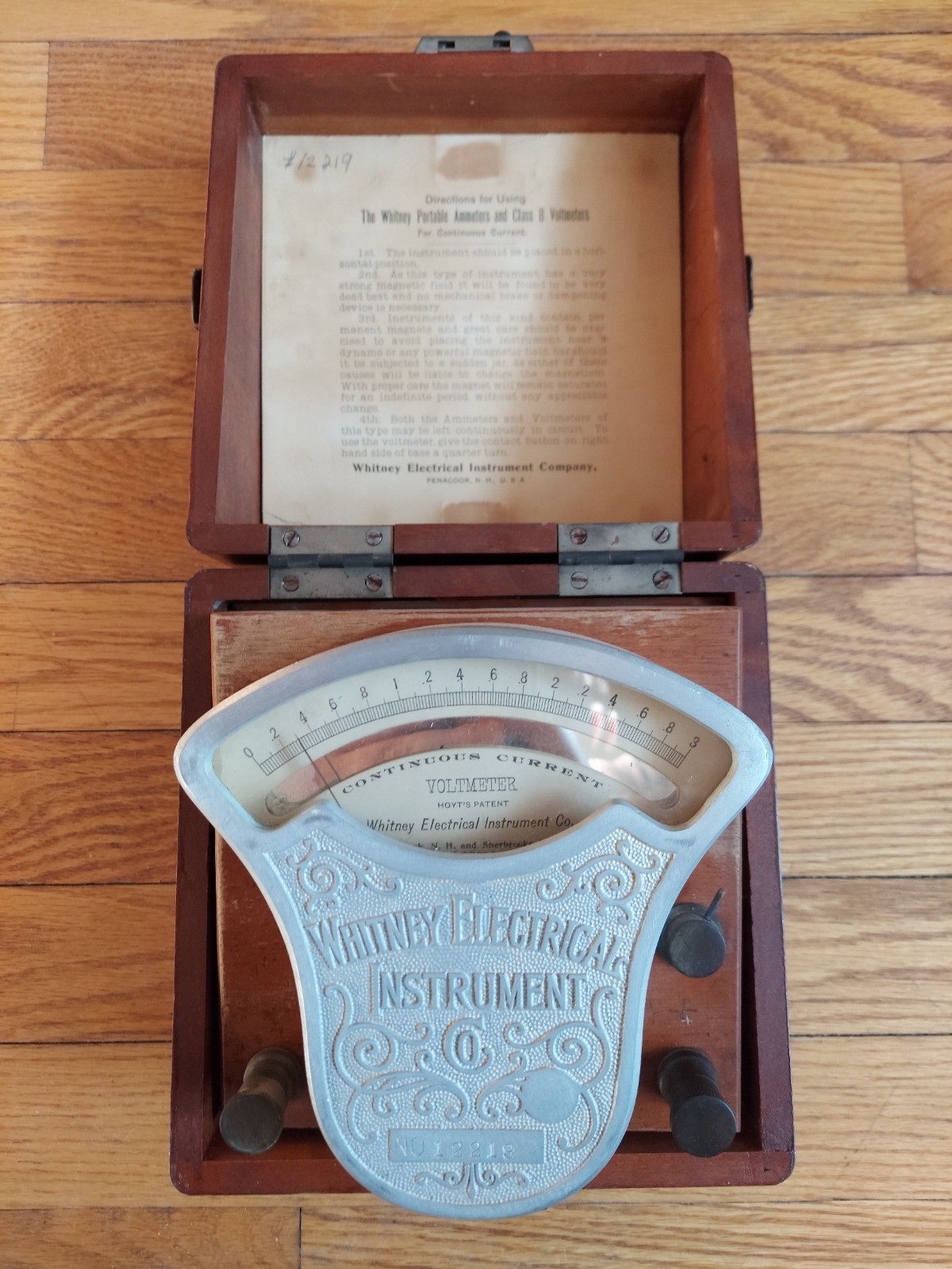 1920’s Whitney Electrical Instrument: Continuous Current Voltmeter – Fast Ship