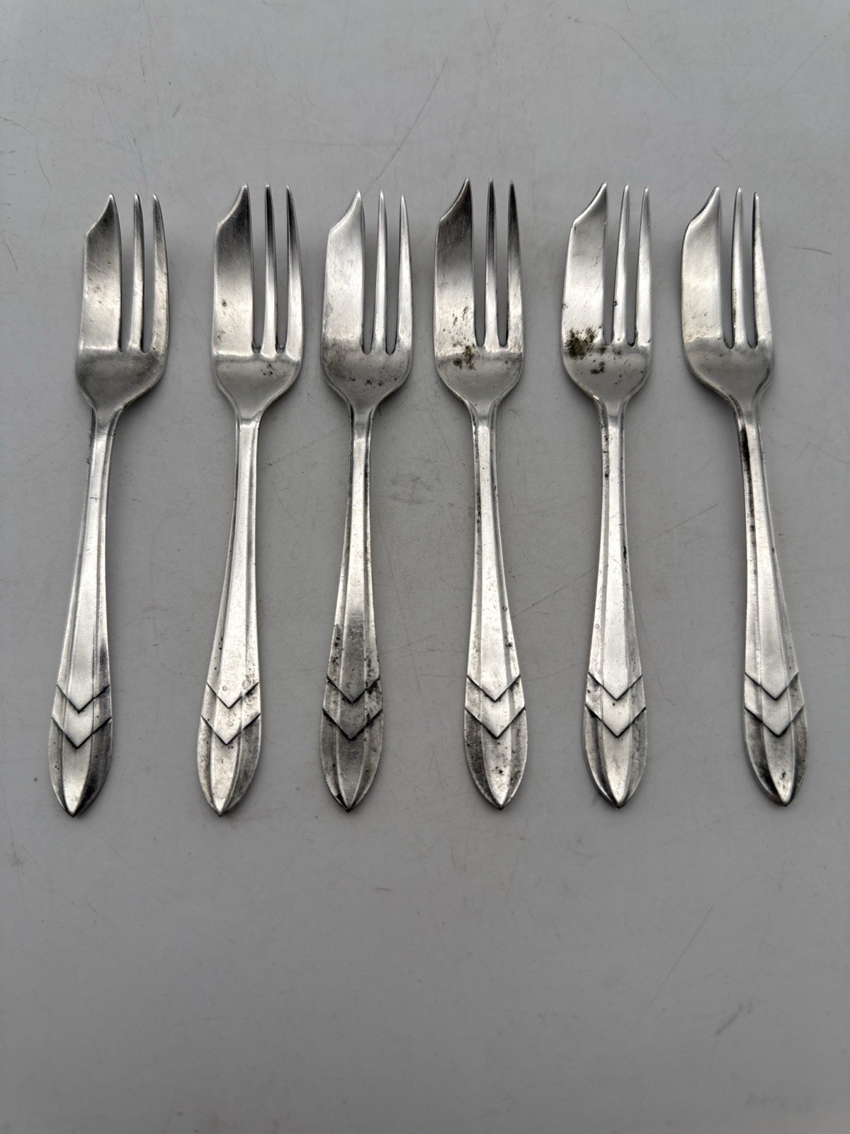 Set of 6 Vintage Sheffield England EPNS Silverplate Cocktail Pickle Forks
