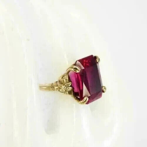 3Ct Emerald Cut Lab Created Ruby Solitaire Women’s Ring 14k Yellow Gold Plated