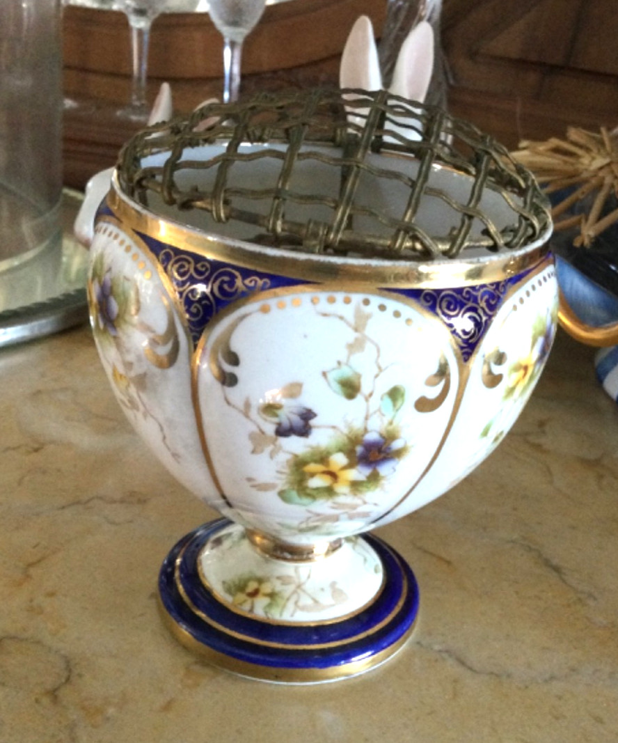 Alfred B Pearce Co London Gorgous Porcelain Vase with Brass Flower Frog
