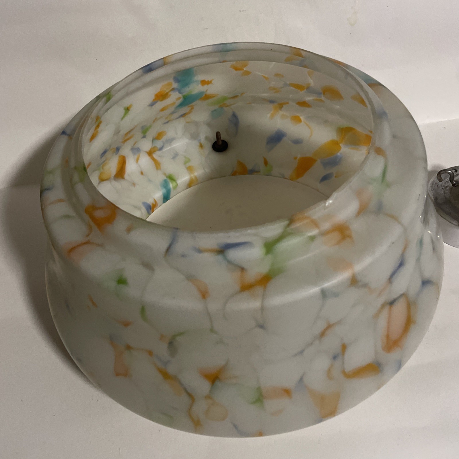 Art Deco 1930s Glass Ceiling Plaffonier Flycatcher Bowl Pendant Shade & Rose
