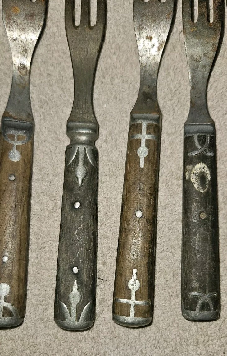 Antique Civil War Era Flatware 3 Knives & 8 – 3 Tine Forks Primitive