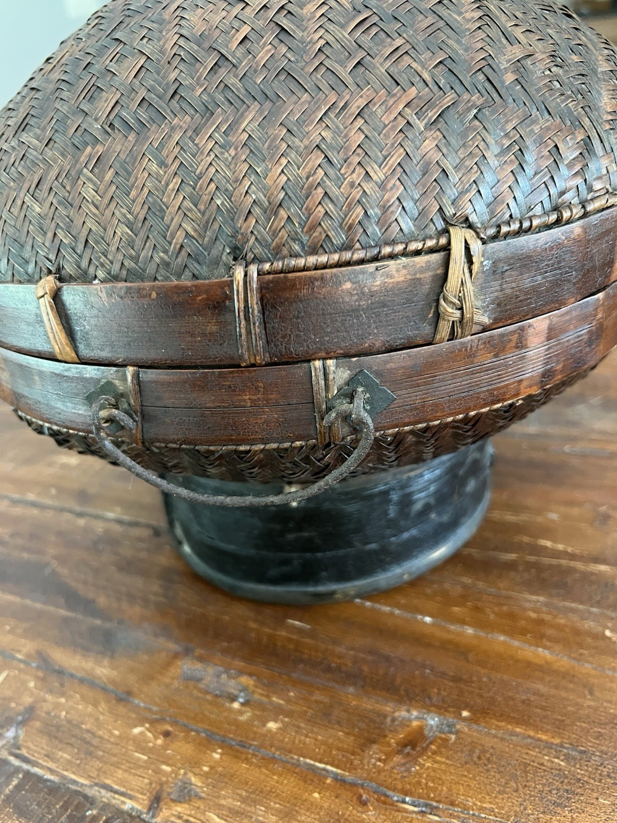 Antique Chinese Wedding Ceremonial Bamboo Woven Hat Box – Circa 1870