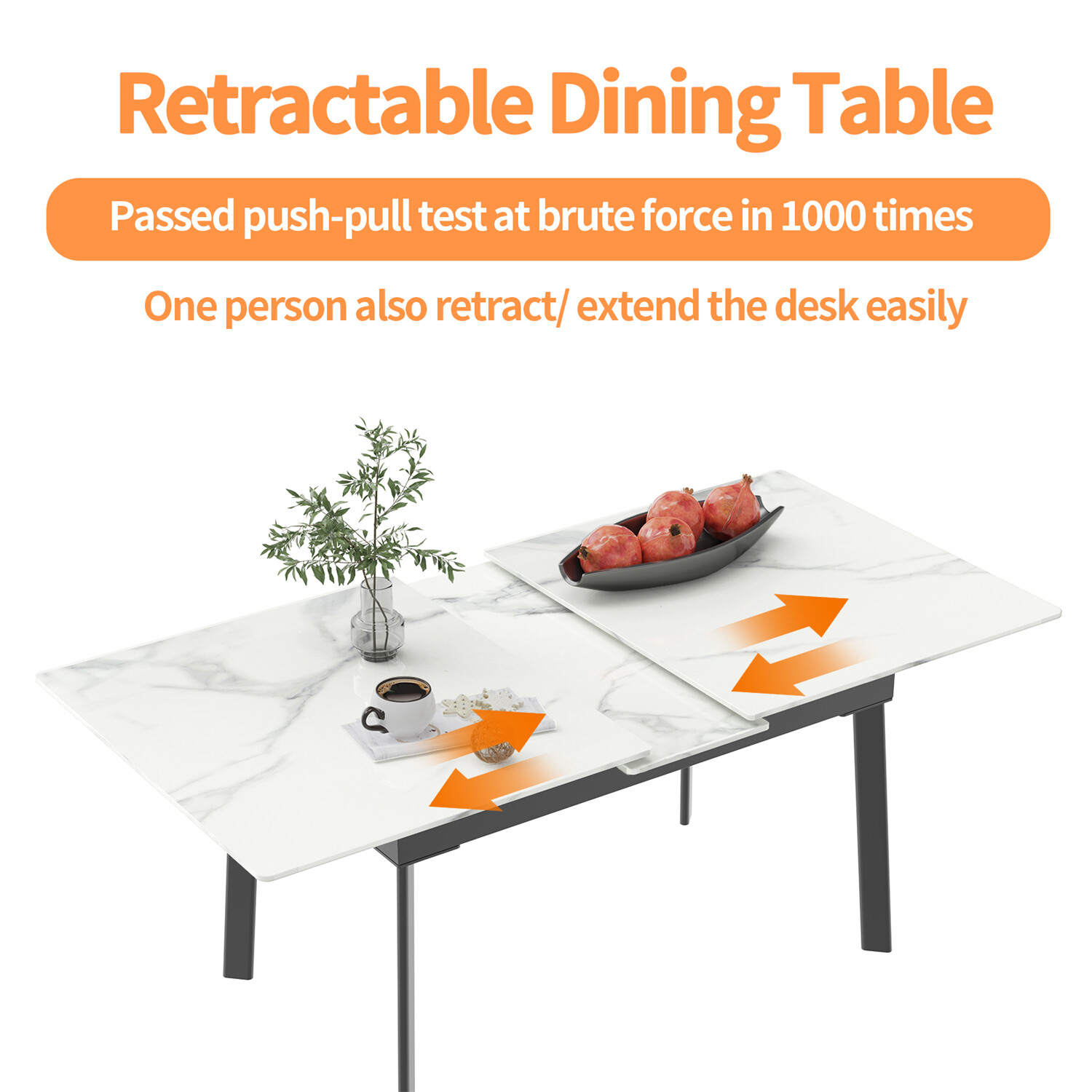 Extensible Dining Set Marble Table & Leather Chair Home Kitchen Modern Furniture