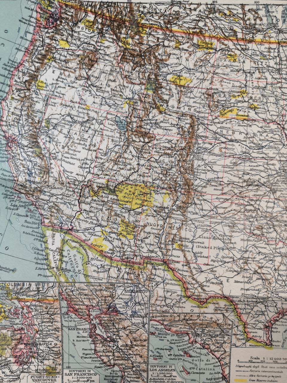 1900 Western UNITED STATES Vintage California Nevada MAP ORIG 11.5 x 9.5 C22-2