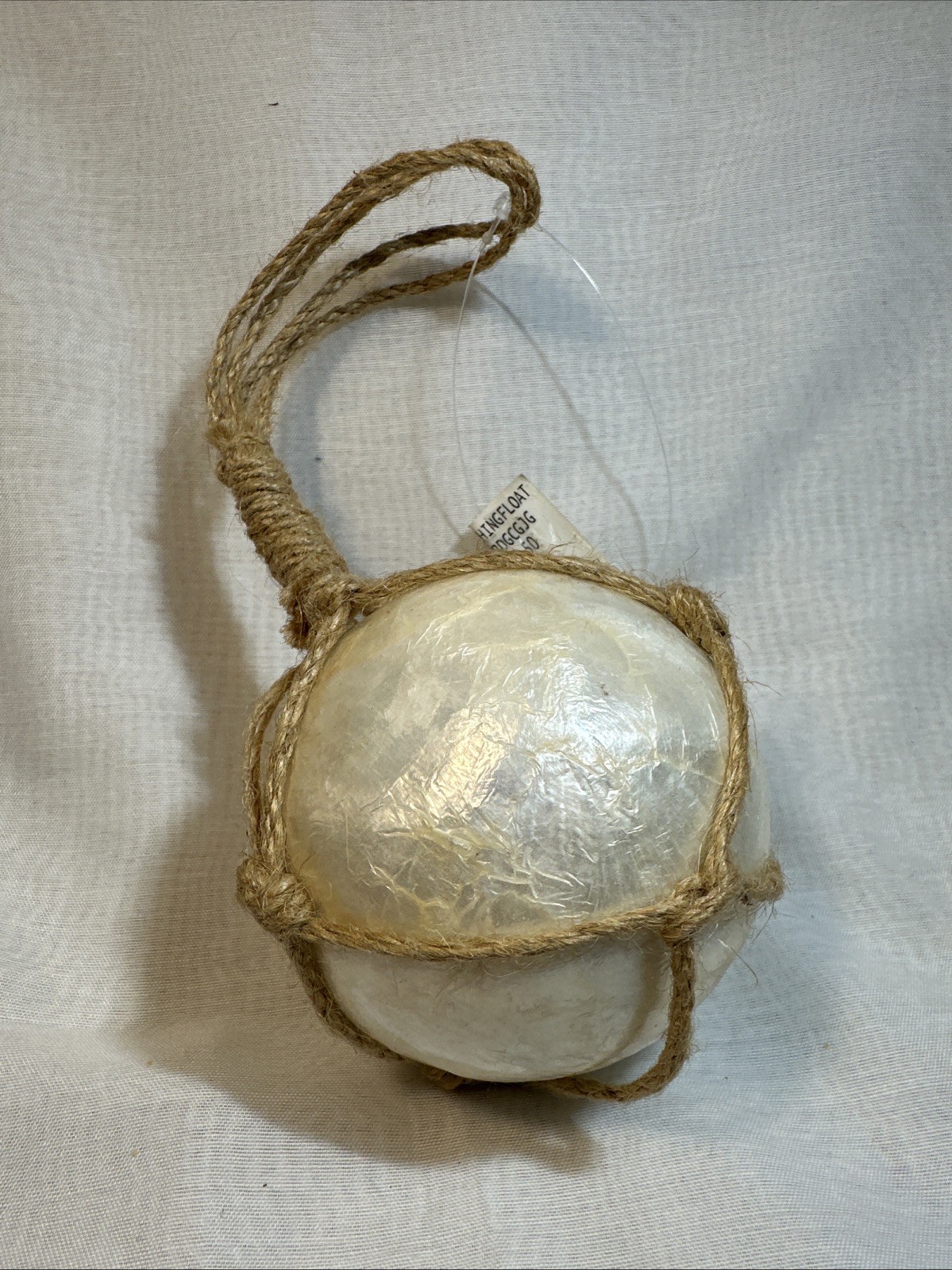 Vintage Capiz Nautical Float Ball From Phillipines 6″ New Coastal Tied Rope