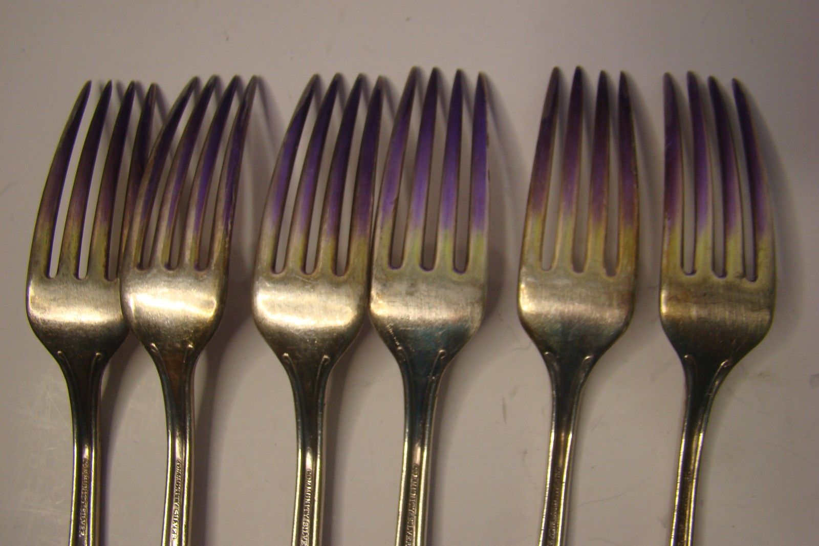 6 Vintage Community Silver Silverplate Triple Plus 7-3/4″ 2 oz Table forks SL