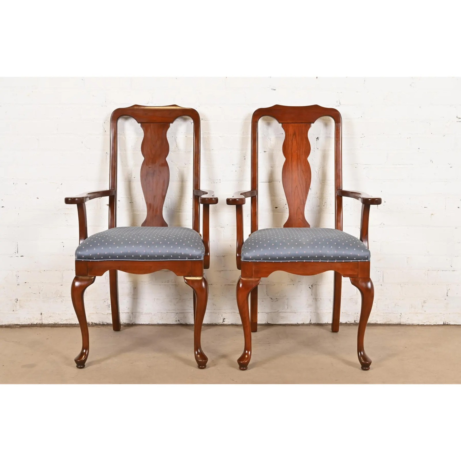 Harden Furniture Queen Anne Solid Cherry Wood Armchairs or Dining Captain Chairs
