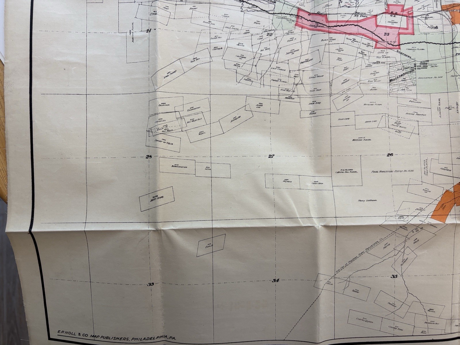 1913 Anaconda Copper Mining Claims Map, Marcus Daly, Silver Bow, Butte Montana