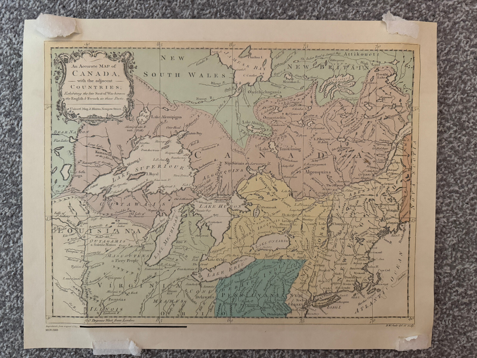 1980 reproduction Accurate Map of Canada with the Adjacent Countries – 1767