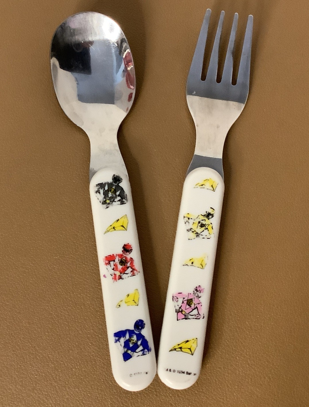 Vintage Power Rangers Child Fork and Spoon Set 1994 Stainless Steel