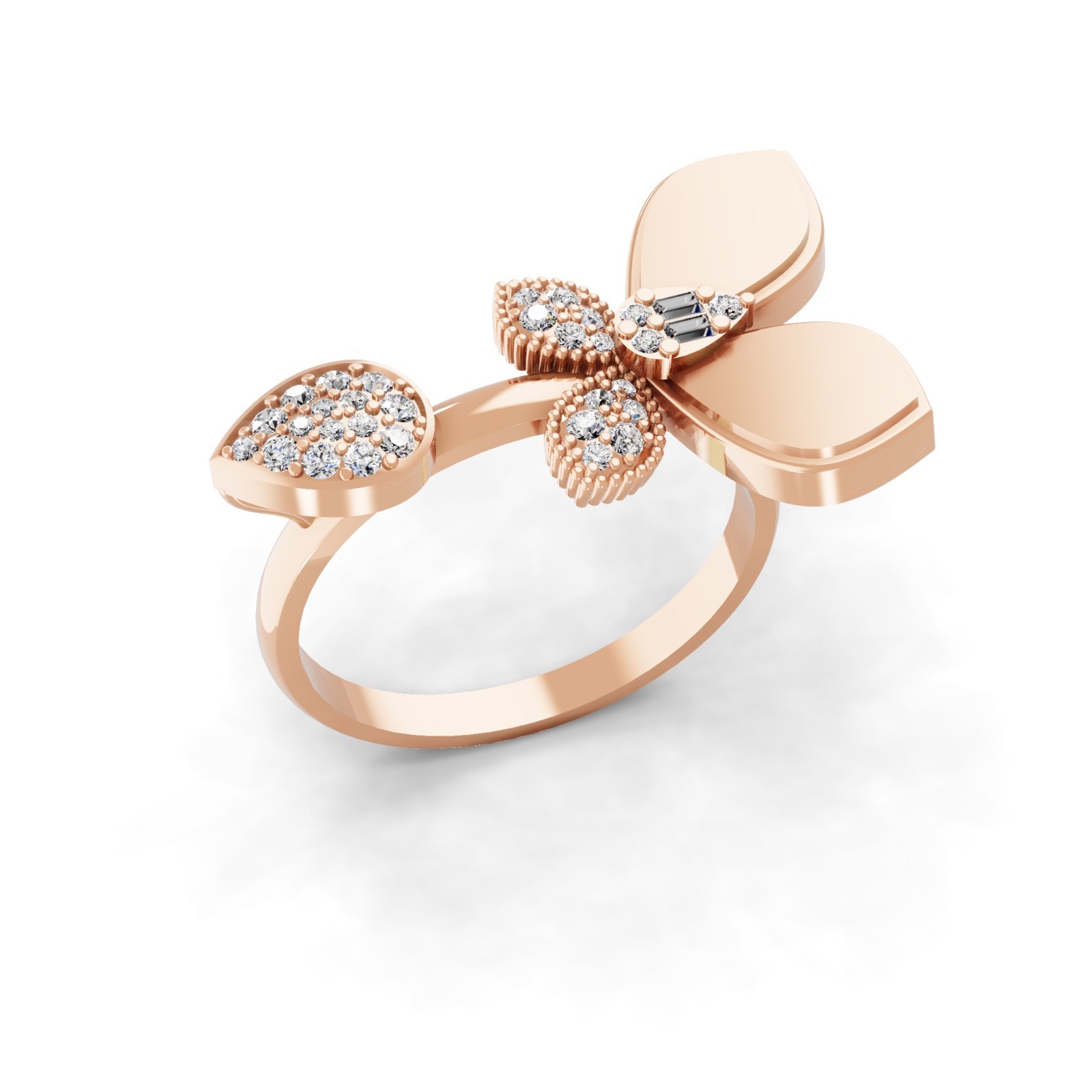 0.23 Ct Lab Grown Round Baguette Diamond 9K Rose Gold Band Ring Halloween Gift
