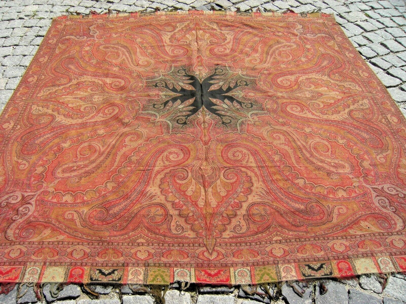 Stunning Antique Awesome Indian Collector’s Piece Distressed Kashmir Shawl Cover