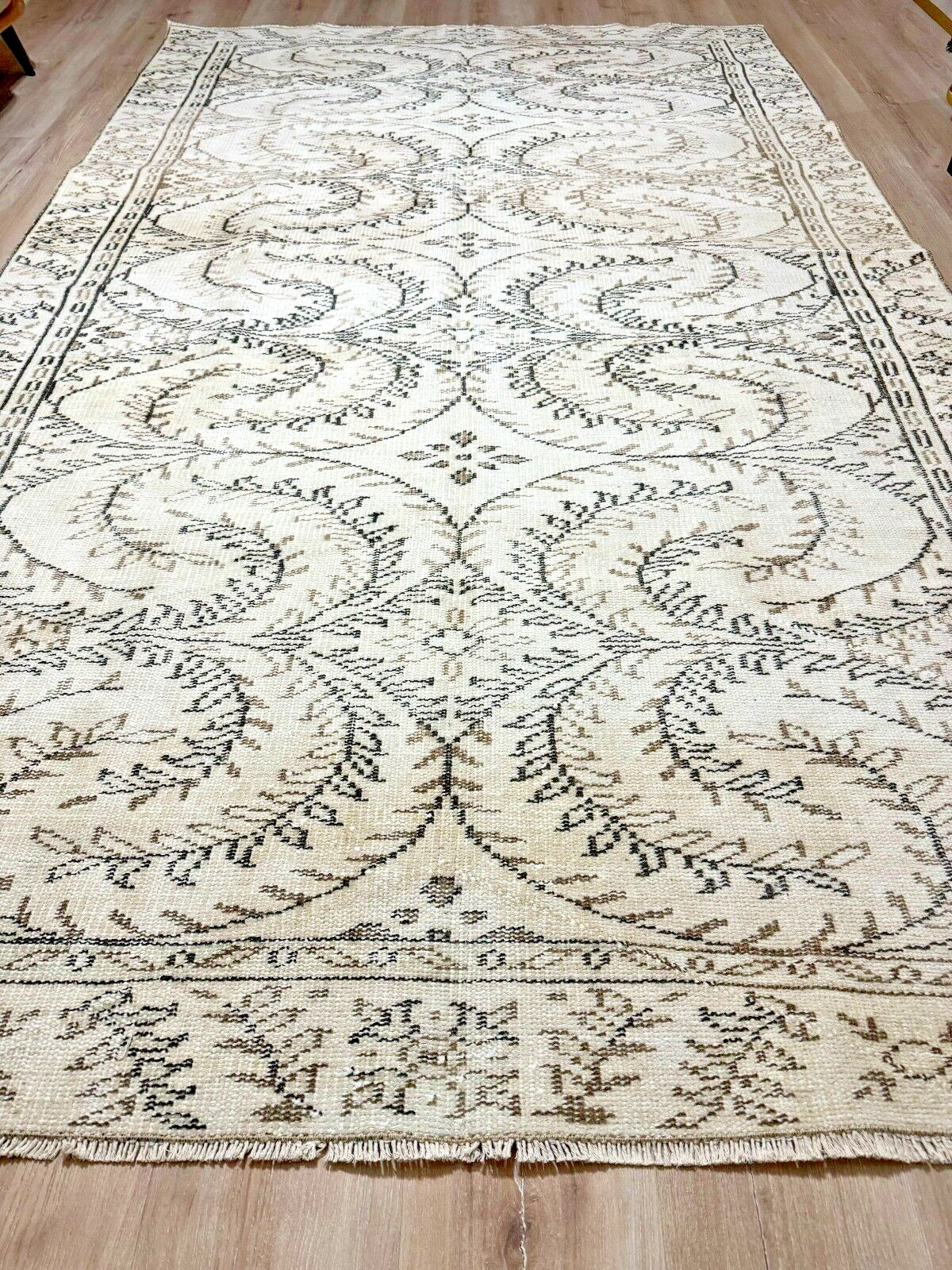 5×9 Beige Vintage Rug, Turkish Oushak Rug, Handwoven, Handmade Wool Area Rug