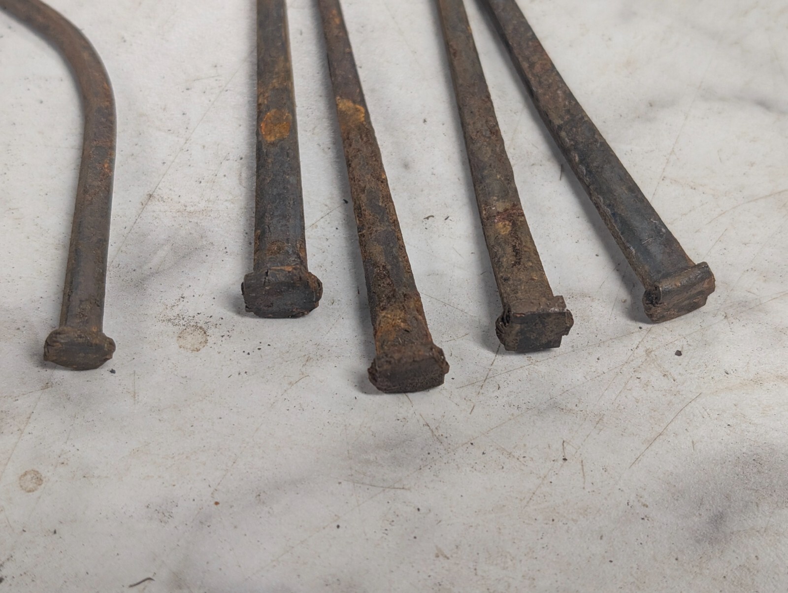 Lot QTY 5 Antique ~3″ long square cut nails Steel Iron Blacksmith DIY Metal Art