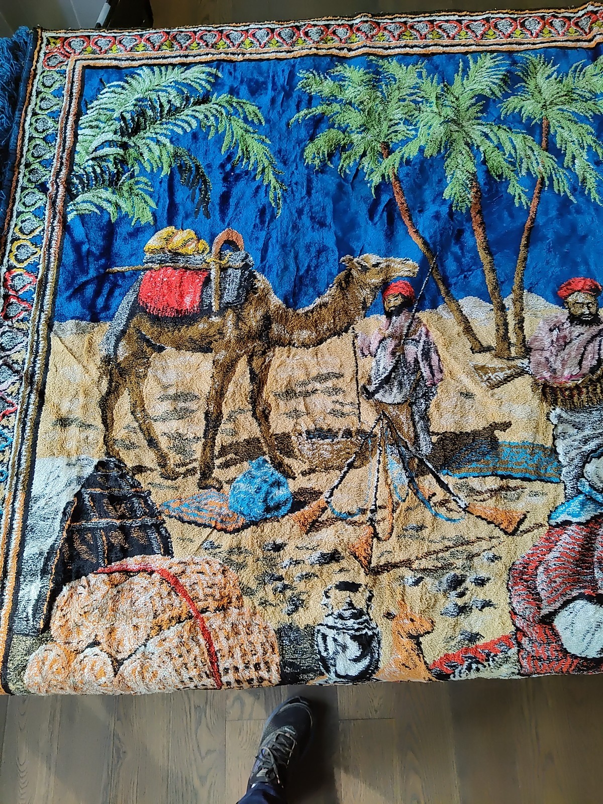 Oasis Camel Middle Eastern Wall Tapestry Large Hanging 36”x73” Rug Camp Palm Tre
