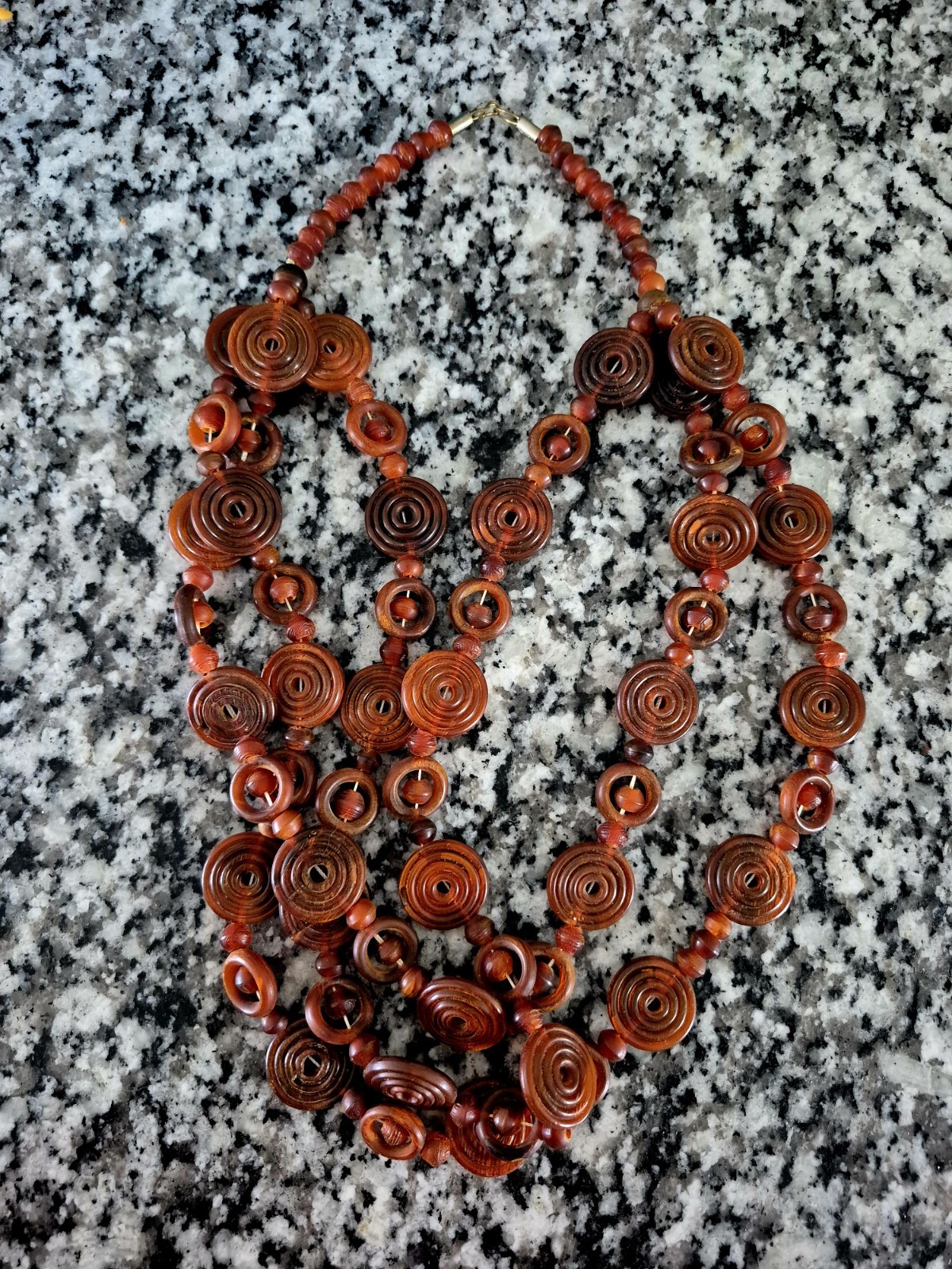 Bakelite Vintage Necklace Amber Marbled Multi-strandSimichrome Tested 151 grams