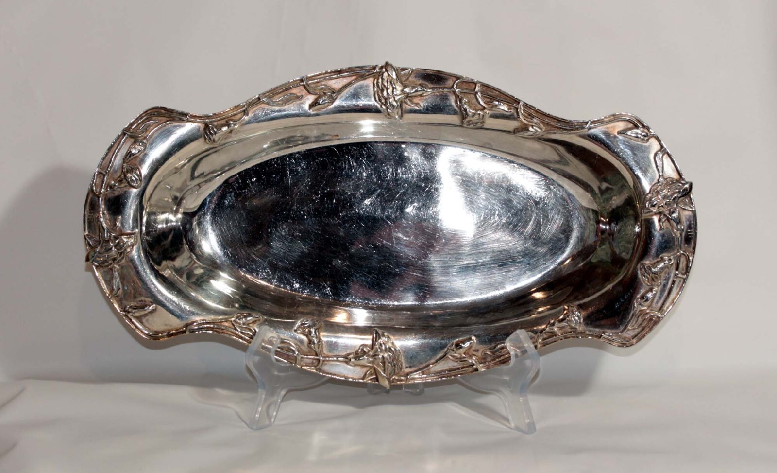 STUNNING FLOWER QUADRUPLE PLATE HARTFORD STERLING CO. SERVING DISH TRAY
