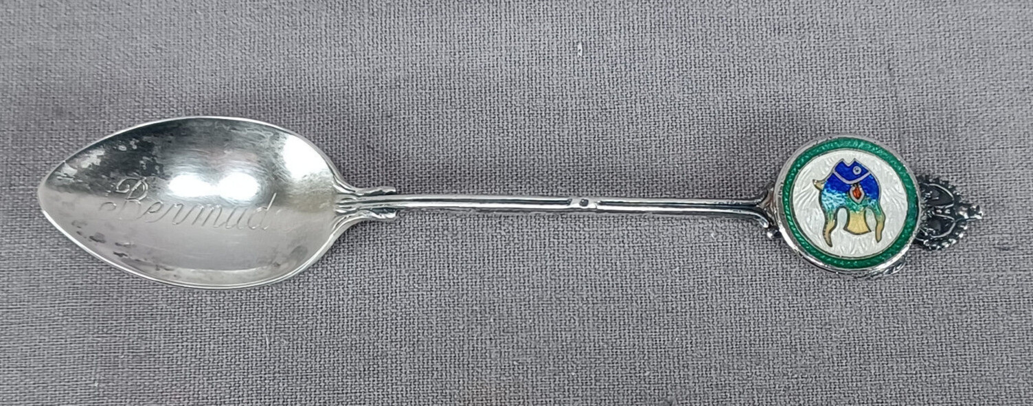 Breadner Mfg Co Bermuda Enameled Fish Sterling Silver Souvenir Spoon C1903-1930