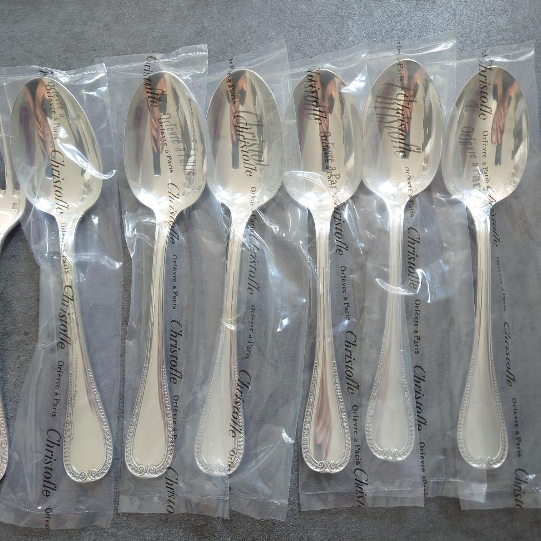 Christofle Malmaison Flatware Set 30pc Service for 6 Silver Plated w/Box France