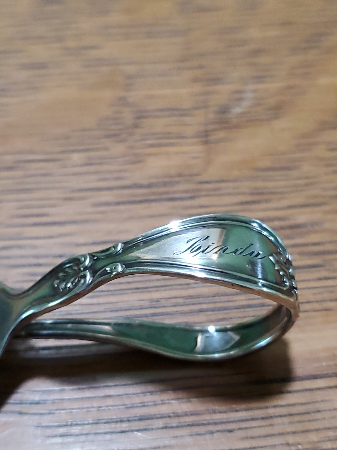 Sterling Silver Lunt Memory Lane Curved Baby Spoon Monogrammed Linda 18.5 grams
