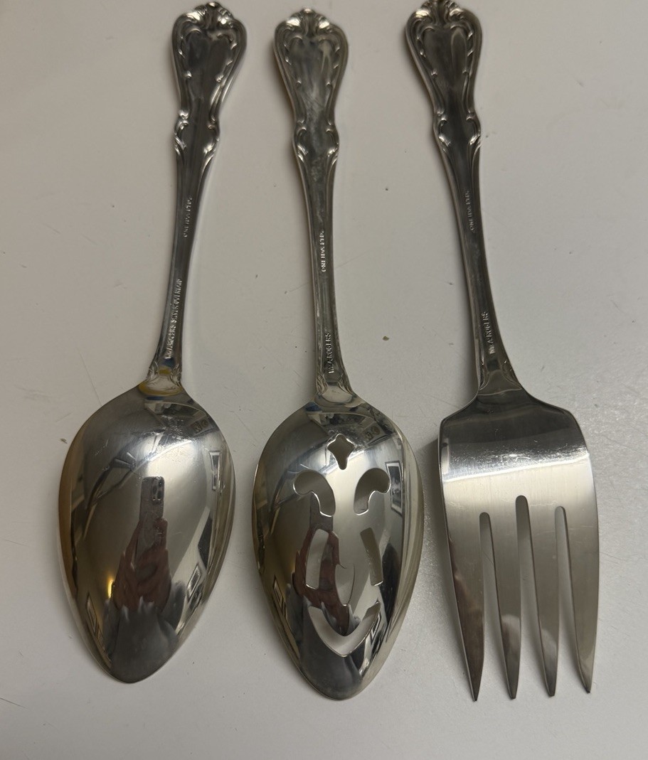 Vintage Wm A Rogers CHALICE Hostess Serving Set 3pc Silverplate Oneida c1960s
