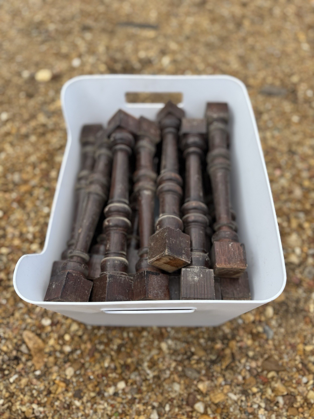 18 Original Antique Spindles – NICE PATINA- Repurpose Or Restore Material