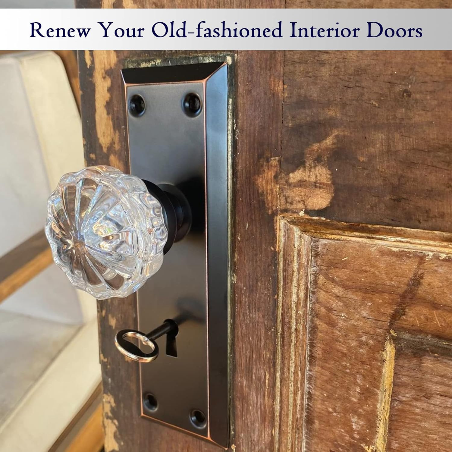 Mortise Lock Set for Interior Door Vintage Door Knobs with Lock and Skeleton Key