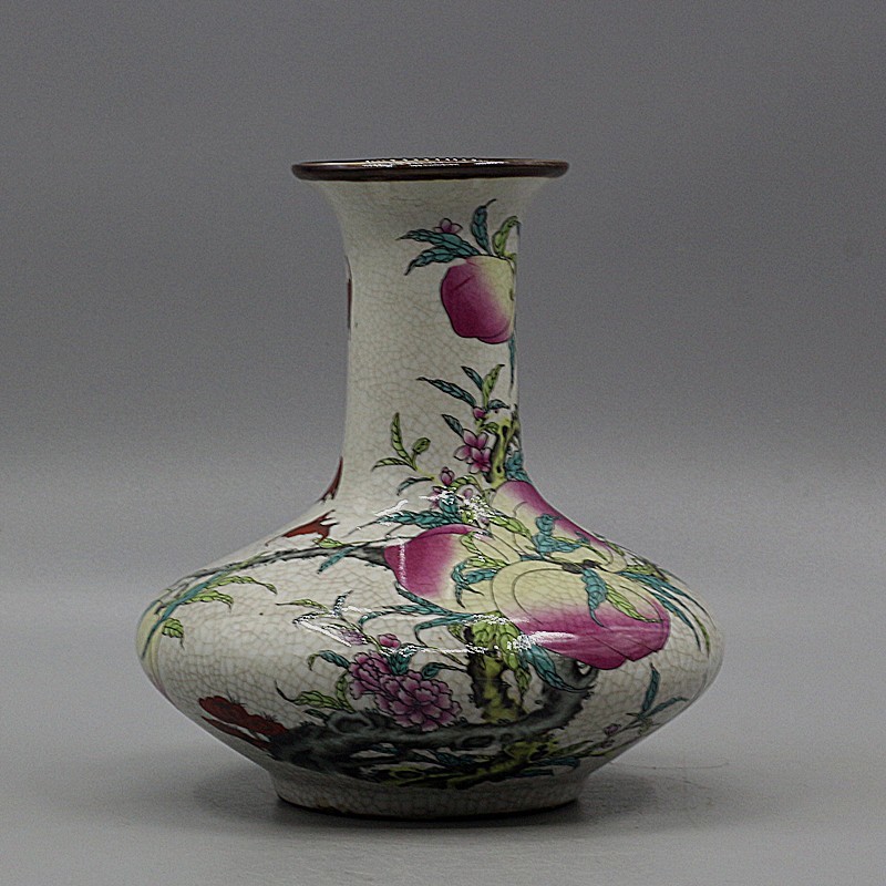 Chinese Famille Rose Porcelain Qing Qianlong Peach Pattern Vase 6.50 inch