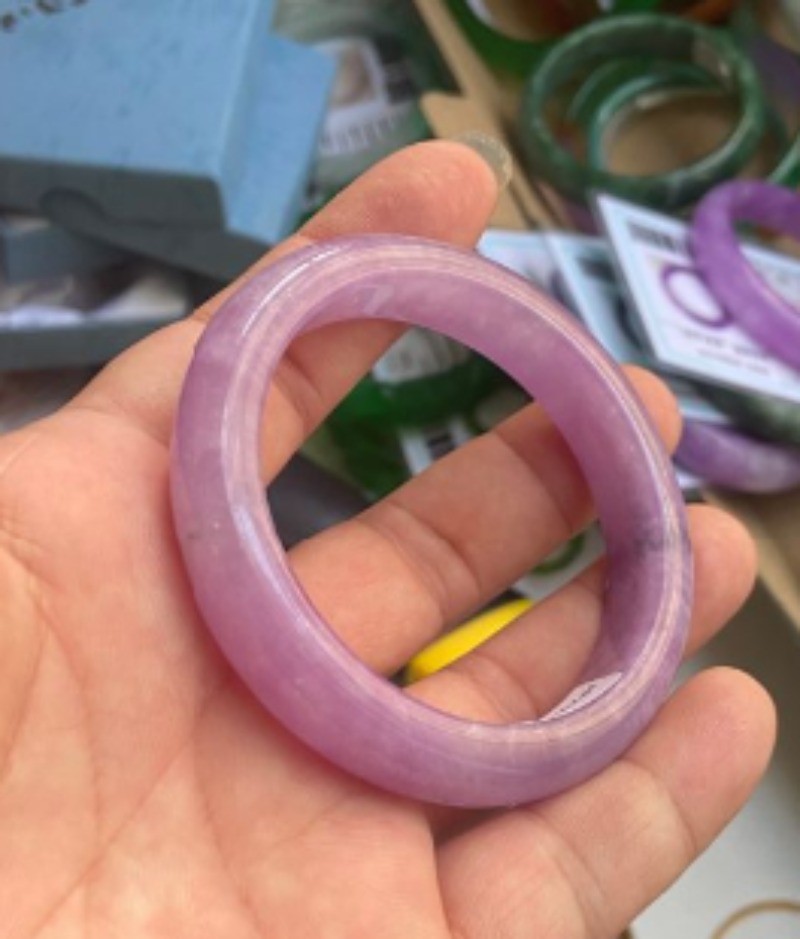55-56mm Natural 100% Lavender Purple Jadeite Jade Bangle Bracelet【Grade A】