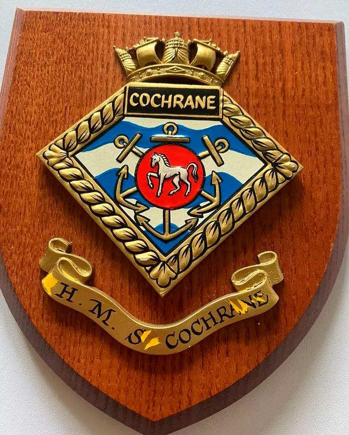 Vintage HMS Cochrane Ship Badge Crest Shield Plaque HMS Royal Navy